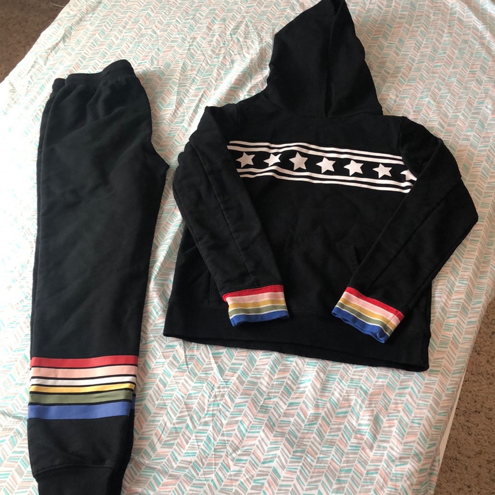 Black Hoodie and Joggers with Stripes